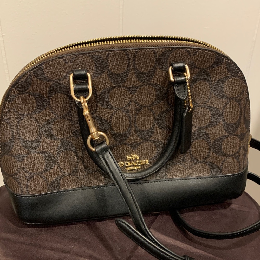 Coach Mini Sierra Black and Brown Signature Satchel